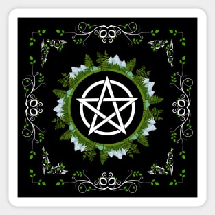 Green Witch Pentacle - Nature Themed Wiccan Pentagram Sticker